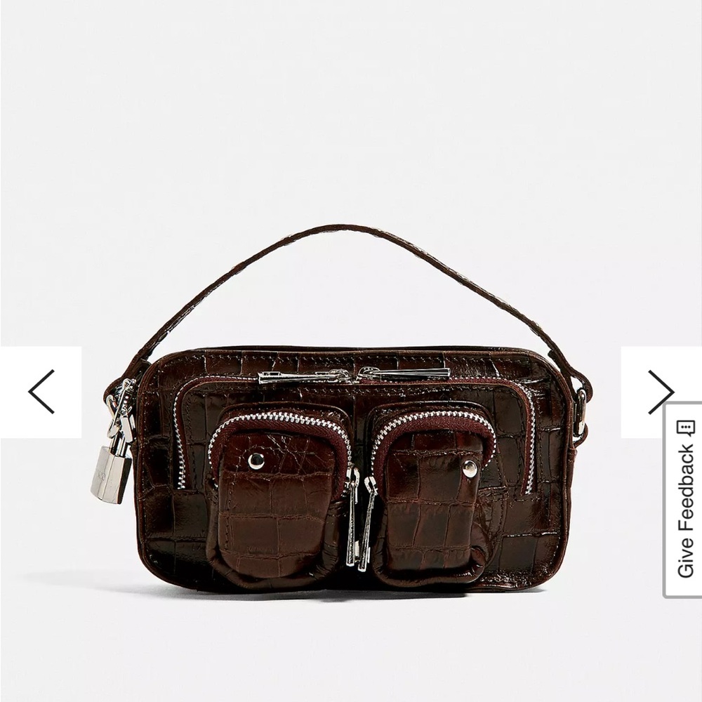 Brown Croc-Embossed Crossbody Bag - Picture 9 of 10